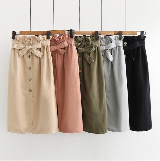 High-waisted mid-length skirts for women