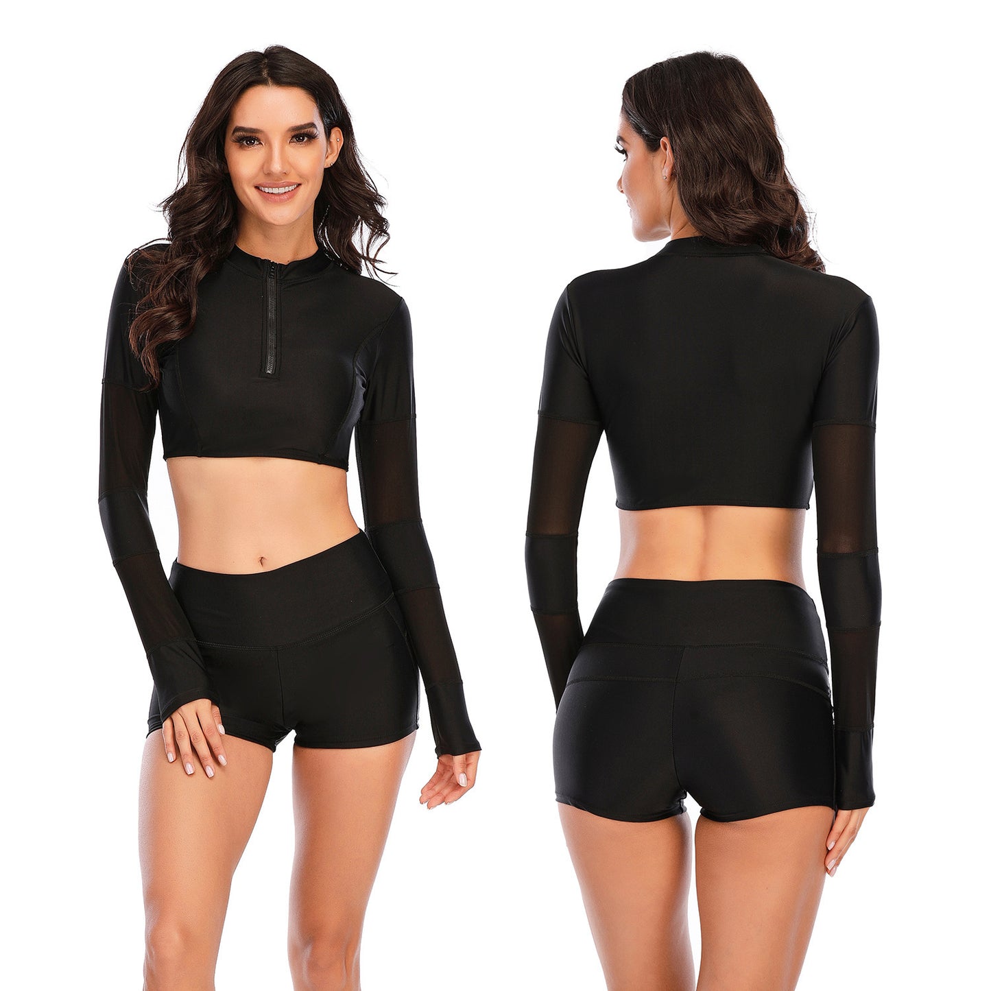 European And American Surf Wear Split Long-sleeved Ladies Swimsuit