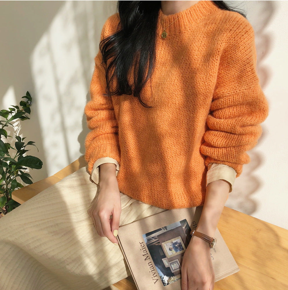 Mohair pullover long sleeve sweater