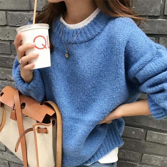 Mohair pullover long sleeve sweater